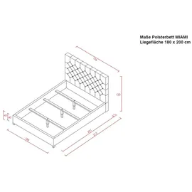 RELITA Polsterbett Miami mit Höhenverstellung in zwei Breiten grau