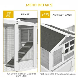 PawHut Kleintierstall 259 x 64 x 92 cm grau