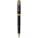Parker 1931518 Tintenroller | Matt-Schwarze Lackierung mit Goldzierteilen | feine Spitze | Schwarze Tinte | Geschenkbox