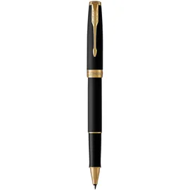 Parker 1931518 Tintenroller | Matt-Schwarze Lackierung mit Goldzierteilen | feine Spitze | Schwarze Tinte | Geschenkbox