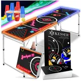 KESSER KESSER® Beer Pong Tisch Set mit Kartenspiel Trinkspiel - inkl. 100 Becher (50 Rot & 50 Blau), 6 Bälle + Regelwerk Partyspiele Table Höhenverstellbar Klappbarer