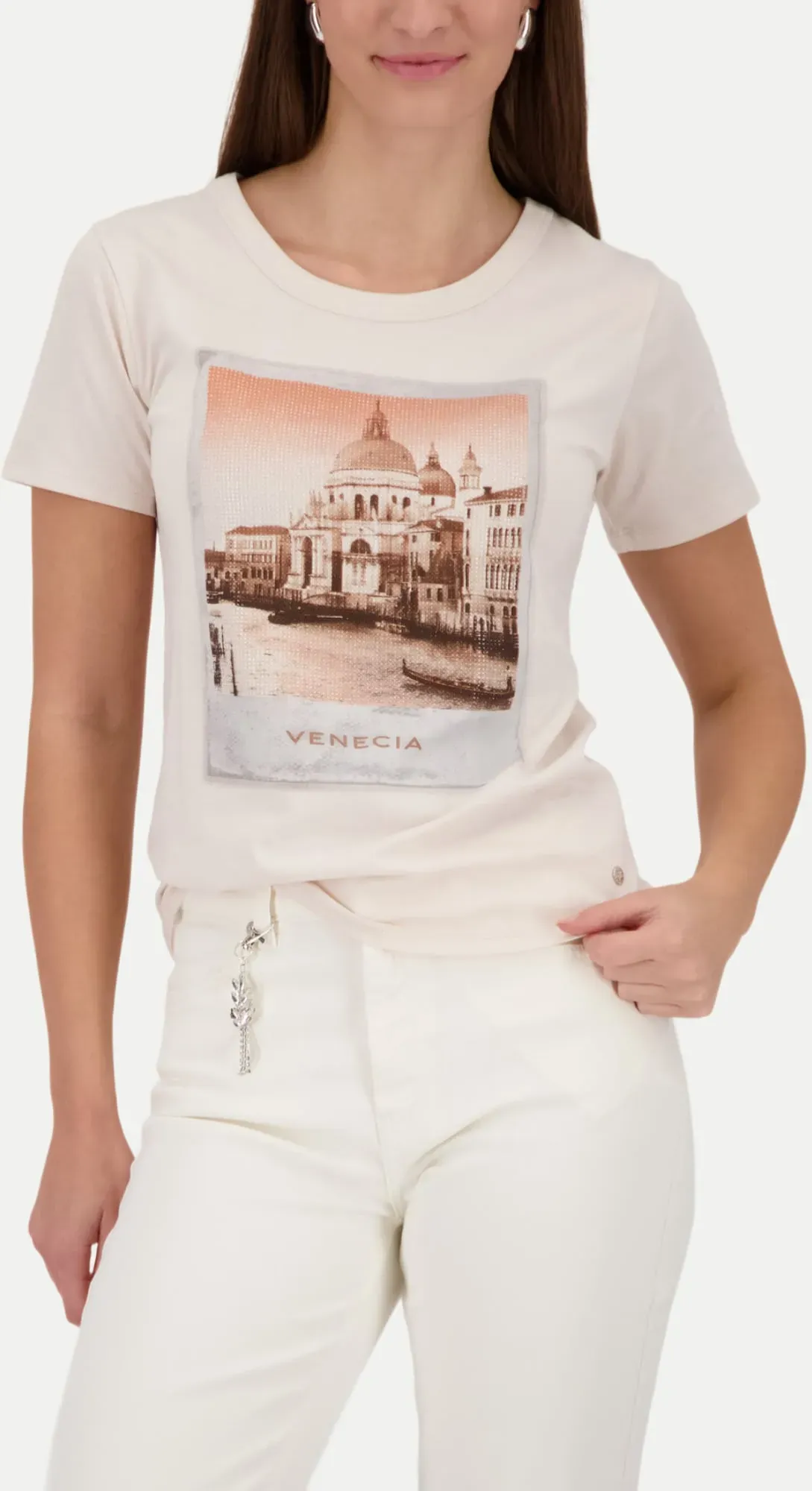 T-Shirt mit Venedig-Print Weiß 40