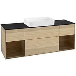 Villeroy und Boch Finion Waschtischunterschrank G742GNPC 160x60,3x50,1cm, Regale Walnut veneer, Oak Veneer