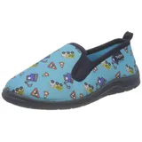 Playshoes Hausschuh Allover Baustelle Blau 30