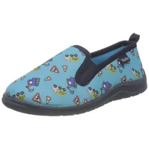 Playshoes Hausschuh Allover Baustelle Blau 30