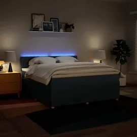 vidaXL Boxspringbett mit Matratze Blau 180x200 cm Stoff