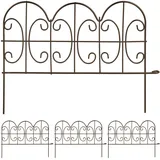 Relaxdays Beeteinfassung, 4er Set, Metall, HxB: je 28 x 38,5 cm, Beetumrandung für Garten, Zierzaun zum Stecken, Bronze