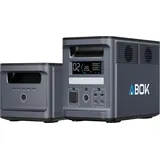 ABOK Ark2000 Tragbare Powerstation mit Zusatzakku, 3072 Wh LiFePO4, erweiterbar bis 4,6 kWh, 1,3 Std. Schnellladung, 2000 W AC Solargenerator mit USV & App für Camping, Notfälle & Wohnmobil