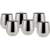 Echtwerk Weingläser, 6-tlg Rotweingläser, Trinkbecher aus Edelstahl, Unzerbrechliche Trinkgläser, Bruchsichere Gläser, Silber-Edition, 500 ml