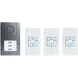 M-E AD-ALU-4030-A Audio-Türsprechanlage ALU 3-Familienhaus Set Aufputz, Anthrazit (41189)