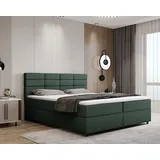 panda möbel Boxspringbett 180x200, mit Bettkasten, Grün, Matratze und Topper, Doppelbett, REVE, Panda Möbel - dunkelgrün