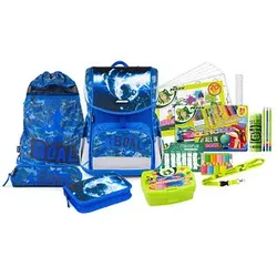 JOLLY Schulranzen-Set ERGONOMIC FLEXI Kunstfaser blau