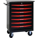 FammyLoft Werkzeugwagen mit Rädern, Rolling Werkzeugkoffer mit 7 Schubladen, Metall Werkzeugkiste für Garage, Workshop, Warehouse, Reparaturwerkstatt, Werkzeugtrolley mit Edelstahldach, Schwarz