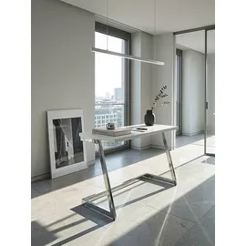 KADIMA DESIGN Schreibtisch SARNOT: Hochglanz-Design, Metallgestell, 120x55x76 cm, Weiß/Gold/Silber.