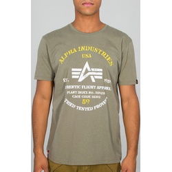 Alpha Industries Authentic Print T-Shirt, grün, Größe M für Männer