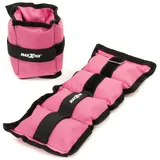 MAXXIVA Gewichtsmanschetten Laufgewichte Set Pink 2 x 1kg Füllung Eisensand Joggen Workout Lauftraining Armgewicht Beingewicht