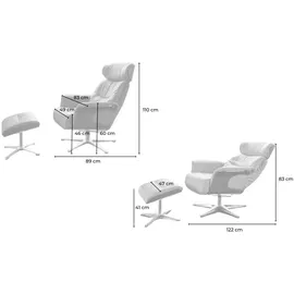 KAWOLA Relaxsessel TOSAR Velvet 83 x 110 x 83 cm cremeweiß mit Hocker