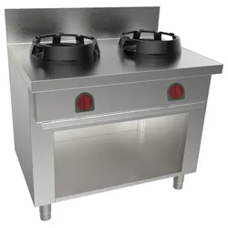EURAST - Wok mit 2 gasflammen auf ständer - 1000x700x850 mm - 35 Kw - 321075L5