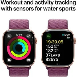Apple Watch Series 10 GPS 46 mm Aluminiumgehäuse roségold Sport Loop pflaume