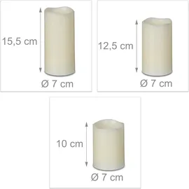 Relaxdays LED Kerzen Echtwachs im 3 St.