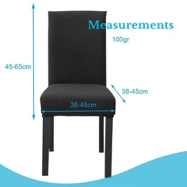 Intirilife 2x Elastischer Stuhlhusse Stuhlüberzug in GEMUSTERT SCHWARZ mit 38 - 45 cm Sitzfläche und 45 - 65 cm Lehnenhöhe