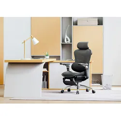SIHOO Bürostuhl, Schreibtischstuhl Drehstuhl, ergonomisch, Lordosenstütze Fußstütze 6D-verstellbare Armlehnen schwarz