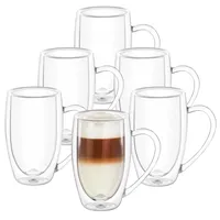 Wilmax | Doppelwandige Thermogläser mit Henkel | 6er-Set | 300 ml | Kaffeegläser | Latte Macchiato Gläser Set | Cappuccino Gläser | Teegläser | Trinkgläser | Thermotassen
