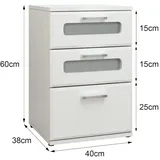 ML-Design Nachttisch mit drei Schubladen 40x60x38 cm weiß aus Holz