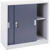 Mendler Aktenschrank Boston HWC-F41, Stahlschrank Büroschrank, mit abschließbaren Schiebetüren 90x90x45cm ~