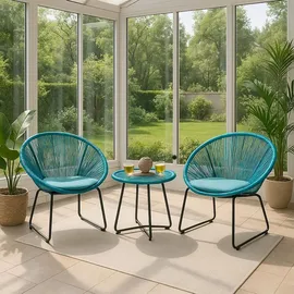 Hti-Living Modernes Terrassenmöbel Set 3-tlg. Blau