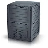 Kreher Komposter 280 Liter mit Deckel und Zwei Klappen in Anthrazit. In Einer schönen Holz Optik. Maße: 60 x 60 x 80 cm