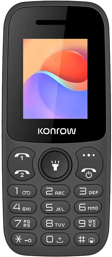 Konrow - MOBY - 2G GSM-Handy mit Dual-SIM - Display 1,77'', Speicher 32 MB Erweiterbar, Bluetooth 2.1, Micro USB, Akku 600 Mah, Kamera 0,04 Mpx - Schwarz