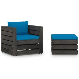 vidaXL Garten-Lounge-Set 2-tlg. grau/blau