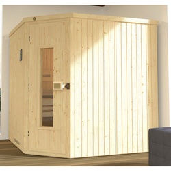 WEKA Ecksauna »Varberg 3«, BxHxT: 194 x 199 x 194 cm - beige