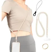 Casecret Handykette Universal Verstellbar Handyband zum Umhängen Handy Kette Lanyard Umhängeband für Damen Herren mit Patch Kordel für iPhone Samsung Xiaomi Sport Reise Outdoor Angenehm Kamel