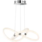 WOFI - Lampe Küche hängend LED Hängeleuchte dimmbar Pendelleuchte Fernbedienung, Memoryfunktion, Metall Chrom, 1x LED 37W 3000Lm 6000K, LxBxH