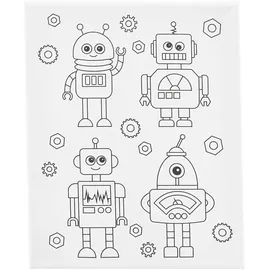 Creativ Company Mal-Leinwand mit Aufdruck, Roboter, T 1,6 cm, Größe 24x30 cm, 360 g, 1 Stk