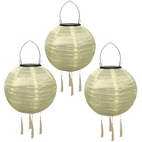 Yeehliny Solar Lampions Außen Wetterfest Solarlampiongs Outdoor Hängend Solar Lampion mit Quasten, 30cm Papierlaterner Aus Nylon, Solar Laterne Solarlampen für Außen Garten Balkon (3pcs/Beige)