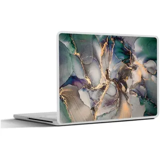 MuchoWow Laptop-Aufkleber Gold - Blau - Marmor, (1tlg), Selbstklebendes Laptop Folien Cover, Sticker, Kratzschutz, 40x30 cm bunt Ø 50.00 cm x 40 cm x 30 cm
