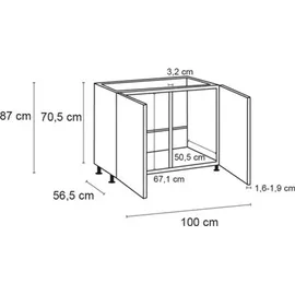 OPTIFIT Spülenschrank Optikomfort Rurik986 100 x 87 x 58,4 cm Weiß