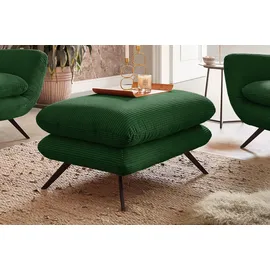 KAWOLA Hochlehnsessel CHARME Cord 100 x 106 x 95 cm Smaragdgrün mit Hockerbank