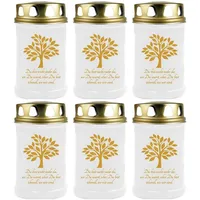 HS Candle Grabkerze GK-04210 (6-tlg), Grabkerze Brenndauer 48 Stunden mit Motiven