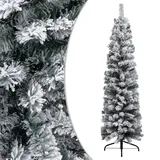 vidaXL Künstlicher Weihnachtsbaum Schlank mit Schnee Grün 150 cm PVC