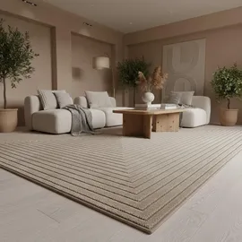 KADIMA DESIGN Küchenteppich, Skandinavischer 3D-Design Robust Waschbar Strapazierfähig Terrasse Garten Beige, 280x370 cm, – ENGADIN von Kadima Design