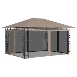 Pavillon mit Moskitonetz 4x3x2,73 m Taupe 180 g/m2