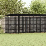 vidaXL Outdoor-Hundezwinger mit Dach 16,59 m2 Stahl Schwarz