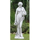 Casa Padrino Jugendstil Wasserspeier Skulptur Frau mit Krügen Grau H. 140 cm - Elegante Wasserspeier Stein Figur - Barock & Jugendstil Garten Deko Accessoires