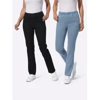 Sieh an! Jeans in blue-bleached + black denim |