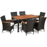 vidaXL Polyrattan Set 7-tlg. schwarz 42913