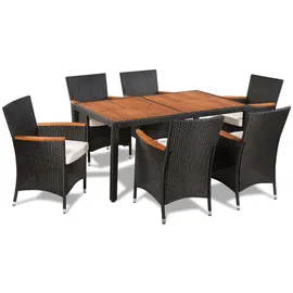 vidaXL Polyrattan Set 7-tlg. schwarz 42913